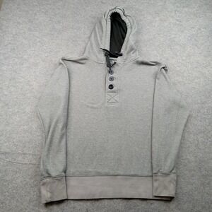 Gongshow Hoodie Sweatshirt Mens Medium Black Gray Henley Button Pullover